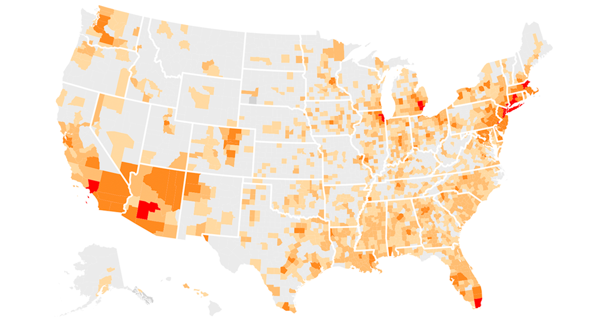 Data Visualization Counties with the Highest Levels of COVID19